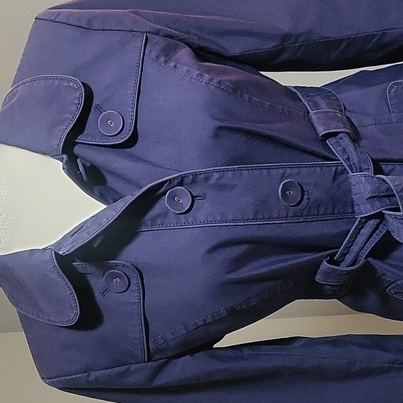 Ann Taylor Loft Blue Trench Coat with Paisley Lining- Size S - Picture 3 of 9